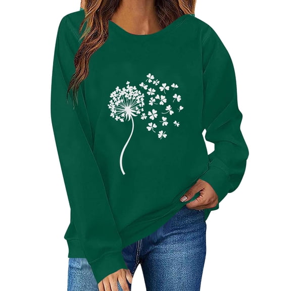 St Patricks Day Sweatshirt for Women Long Sleeve Round Neck Pullover Top Cute Print Shirts Tops