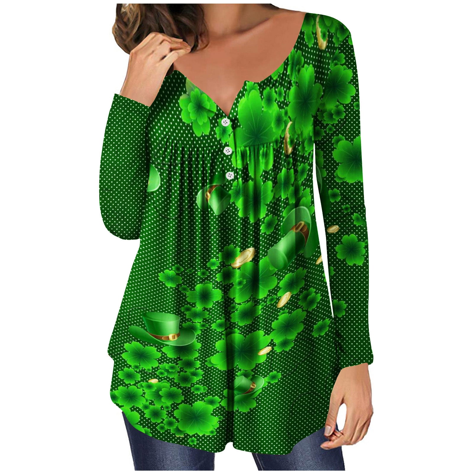 St. Patricks Day Sweatshirts For Women Crewneck Green Graphic Long ...