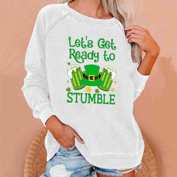 St Patricks Day Sweatshirts, Womens Long Sleeve Sweatshirt Casual, Round Neck Sweatshirts Fashion Womens St Patricks Day Printing Sweatshirt Casual Crew Neck Long Sleeved Tops