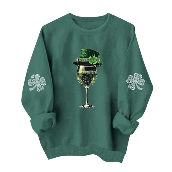St. Patricks Day Sweatshirts for Women Long Sleeve Crewneck Irish Sweatshirts Oversized Saint Patty's Pullover Tops 2026 Spring Fall Outfits