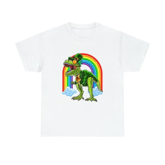 St.Patricks Day T Rex Dinosaur Leprechaun Rainbow T-Shirt