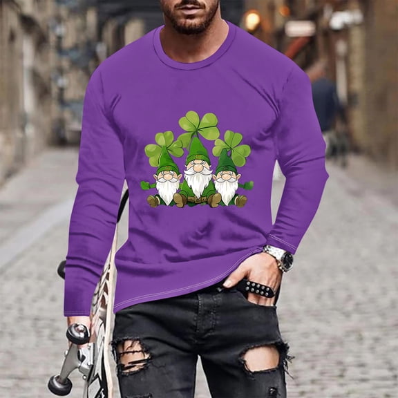 St Patricks Day T Shirt Men, Long Sleeve Shirts Casual for Men, Crewneck Tops Fashionable Men's St Patrick's Day Printing Long Sleeved Round Neck Casual Comfortable Top Shirt