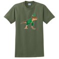 thumbnail image 1 of St Patricks Day T-Shirt T-Rex Leprechaun Short Sleeve T-Shirt X-Large Military Green, 1 of 3