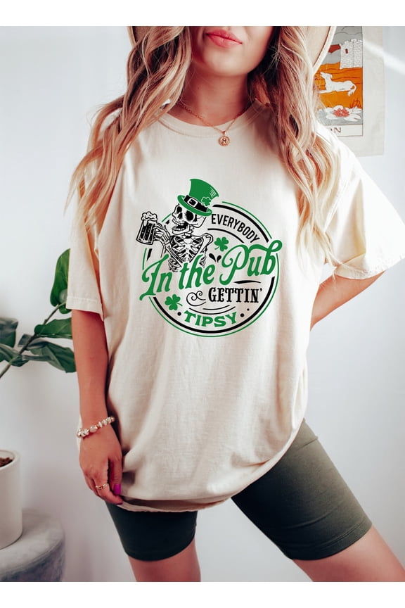 St Patricks Day T-Shirt Tipsy Skeleton Irish T-Shirt
