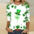 thumbnail image 1 of St Patricks Day T Shirts for Women,St Patricks Day Shirt Women Irish St. Patrick's Day Shirts Four-Leaf Clover Printed 3/4 Sleeve Tops, 1 of 3