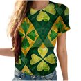 thumbnail image 1 of St Patricks Day TShirt Women Short Sleeve Crew Neck Lucky Irish Shamrock Graphic Tees Loose Sparkly Glitter Clover Blouse Tunic Top, 1 of 4