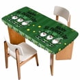 thumbnail image 1 of St Patricks Day Table Cloths for 3 Foot Rectangle Tables, Gnomes Green Shamrock Spring Gold Coin Striped Patio Waterproof Elastic Fitted Tablecloths, Washable Rectangular Table Cover for Camping, 1 of 8