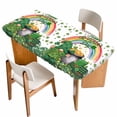 thumbnail image 1 of St Patricks Day Table Cloths for 4 Foot Rectangle Tables, Green Shamrock Spring Rainbows Gnomes Patio Waterproof Elastic Fitted Tablecloths, Washable Rectangular Table Cover for Camping, 1 of 8