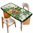 thumbnail image 1 of St Patricks Day Table Cloths for 5 Foot Rectangle Tables, Farmhouse Watercolor Dogs Green Shamrock Patio Waterproof Elastic Fitted Tablecloths, Washable Rectangular Table Cover for Camping, 1 of 8
