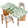 thumbnail image 1 of St Patricks Day Table Cloths for 6 Foot Rectangle Tables, Green Shamrock Spring Watercolor Gnomes Beige Patio Waterproof Elastic Fitted Tablecloths, Washable Rectangular Table Cover for Camping, 1 of 8