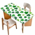 thumbnail image 1 of St Patricks Day Table Cloths for 6 Foot Rectangle Tables, Green Shamrock Spring Watercolor Lucky Leaf Patio Waterproof Elastic Fitted Tablecloths, Washable Rectangular Table Cover for Camping, 1 of 8
