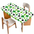 thumbnail image 1 of St Patricks Day Table Cloths for 6 Foot Rectangle Tables, Spring Country Green Black Shamrock Patio Waterproof Elastic Fitted Tablecloths, Washable Rectangular Table Cover for Camping, 1 of 8