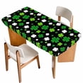 thumbnail image 1 of St Patricks Day Table Cloths for 6 Foot Rectangle Tables, Spring Farmhouse Country Green Shamrock Patio Waterproof Elastic Fitted Tablecloths, Washable Rectangular Table Cover for Camping, 1 of 8