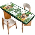 thumbnail image 1 of St Patricks Day Table Cloths for 8 Foot Rectangle Tables, Modern Watercolor Dogs Green Shamrock Patio Waterproof Elastic Fitted Tablecloths, Washable Rectangular Table Cover for Camping, 1 of 8