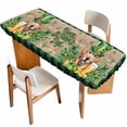 thumbnail image 1 of St Patricks Day Table Cloths for 8 Foot Rectangle Tables, Watercolor Dogs Green Shamrock Wood Grain Patio Waterproof Elastic Fitted Tablecloths, Washable Rectangular Table Cover for Camping, 1 of 8