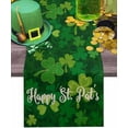 thumbnail image 1 of St. Patricks Day Table Runner 13x48 Inches Long Green Clover Runner for Table Leaves Nature Table Runners Cotton Linen Dresser Scarf for Kitchen Coffee Dining Spring Holiday Party Decor, 1 of 6