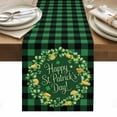 thumbnail image 1 of St Patricks Day Table Runner - 60 Inch Long, Kitchen Dining Table Runner Dresser Scarves, Spring Gold Coin Green Shamrock Plaid Farmhouse Decor for Coffee Tables Wedding Party Banquet, 1 of 8