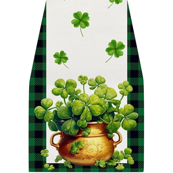 St Patricks Day Table Runner 72 inches Long Irish Four Leaf Clover Table Runners Farmhouse Rustic Table Decor for Dining Room Green Decor St Patricks Day Decorations Home Decoration