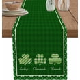 thumbnail image 1 of St. Patricks Day Table Runner, Linen Burlap Green Clover Table Runners 120 Inches Long, Rustic Table Runner for Dresser, Party, Living Room, Dining Table Decor 13"x120", 1 of 6