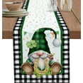 thumbnail image 1 of St. Patricks Day Table Runner, Linen Burlap Green Lucky Shamrock Clover Gnome Table Runners 48 Inches Long, Rustic Table Runner for Dresser, Party, Living Room, Dining Table Decor 13"x48", 1 of 1