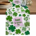 thumbnail image 1 of St Patricks Day Table Runner, Shamrock Grey Green Spring Modern Leaf Washable Cotton Linen Table Runners 108 Inches Long, Dresser Scarf Runner for Dining/Living Room/Kitchen/Square Tables 13''x108'', 1 of 9