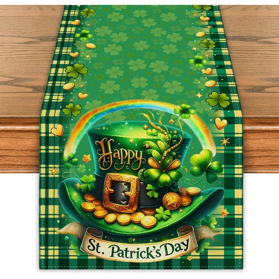 St Patricks Day Table Runner St Patricks Day Table Cover Ireland Shamrock Decor St.Patricks Day Decorations for Home Party