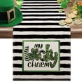 thumbnail image 1 of St. Patricks Day Table Runner Waterproof Rectangle Lucky Charm Table Cover White Black Stripes Coffee Kitchen Dining Table Decoration for Home Party Restaurant Supplies, 13 x 72 Inch, 1 of 6