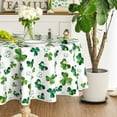 thumbnail image 1 of St. Patricks Day Tablecloth 60×60 Inch Round, Shamrock Irish Clover Luck Washable Table Cover for Party Picnic Dinner Decor, 1 of 6