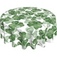 thumbnail image 1 of St Patricks Day Tablecloth 70 x 70 Inch Round, Dark Green Clover Print Tablecloths Tablecloths Outdoor Polyester Shamrock Table Cover for Holiday Party Picnic Dinner Decor, 1 of 6