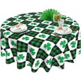 thumbnail image 1 of St Patricks Day Tablecloth Buffalo Plaid Table Runners Shamrock Tablecloth Green Round Tablecloth 60 Inch Washable Table Cover Reused Farmhouse Tablecloth Holiday Dinner Party Dining Room Table Decor, 1 of 6