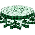 thumbnail image 1 of St. Patricks Day Tablecloth Round 60 Inch Green Shamrock Plaid Decorative Table Cloth Washable St Patricks Day Table Cover for Kitchen Dining Table Party Picnic Holiday Indoor Outdoor Home Decor, 1 of 6