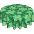 thumbnail image 1 of St Patricks Day Tablecloth Round 60 Inch Green Shamrocks Buffalo Check Plaid Round Tablecloths Washable Polyester Table Cloth for Kitchen Dining Room Outdoor Holiday Patio Picnic Party, 1 of 6