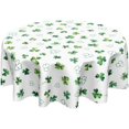 thumbnail image 1 of St. Patricks Day Tablecloth Round 60 Inch Green Watercolor Shamrock Lucky Clover Table Cloth Spring Holiday Farmhouse Polyester Table Cover for Party Kitchen Dining Room Home Decor, 1 of 6