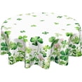 thumbnail image 1 of St Patricks Day Tablecloth Round 70 Inch Green Shamrock Table Cloth Farmhouse St Patrick''s Day Table Cover for Kitchen Dinner Room Holiday Party Indoor Outdoor Home St Patricks Day Decor, 1 of 6