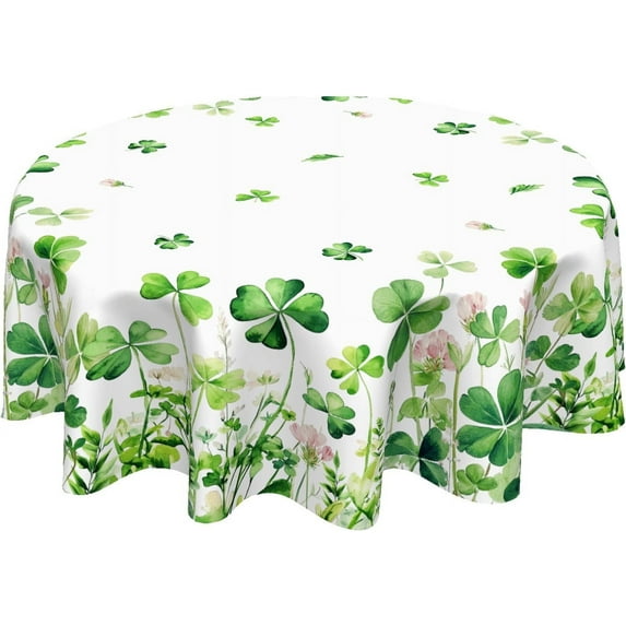 St Patricks Day Tablecloth Round 70 Inch Green Shamrock Table Cloth Farmhouse St Patrick''s Day Table Cover for Kitchen Dinner Room Holiday Party Indoor Outdoor Home St Patricks Day Decor