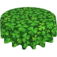 thumbnail image 1 of St Patricks Day Tablecloth Round Clover Shamrock Green Table Cloths Circular Table Cover Waterproof and Dustproof Wipeable Polyester Tabletop for Dining Kitchen Picnic Party Decor 60 Inch, 1 of 6