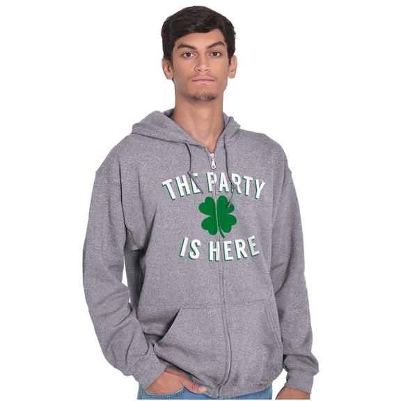 St Patricks Day The Party Is Here Unisex Fleece Graphic Zip Up Hoodie Brisco Brands 4X