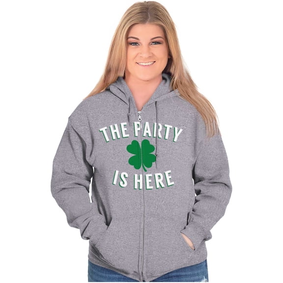 St Patricks Day The Party Is Here Zip Up Hoodie Men's Women's Brisco Brands S