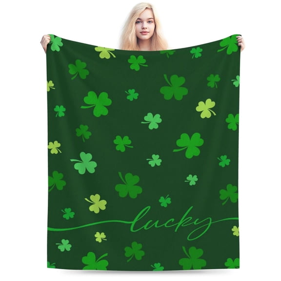 St Patricks Day Throw Blanket Green Lucky Shamrocks Blanket 50x40