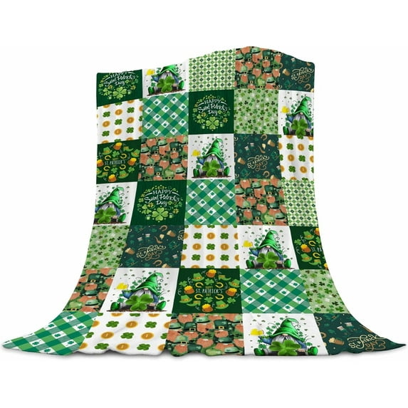 St Patricks Day Throw Blanket, Shamrock Blanket Throw, Shamrocks Design Super Soft Warm Flannel Blanket, Irish Gifts for Women 40"x50"