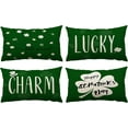 thumbnail image 1 of St Patricks Day Throw Pillow Covers 12x20 Set of 4 Saint Patricks Day Pillow Covers Green Shamrock Clover Pillow Covers Cuchion Covers Pillow Cases for March Holiday Home Outdoor Decorations (12X20), 1 of 5