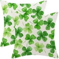 thumbnail image 1 of St Patricks Day Throw Pillow Covers 18x18 Inch Set of 2, Green Shamrock Lucky Clover Pillow Covers Farmhouse Linen Spring Shamrock Cushion Case Decoration for Sofa Couch Indoor Outdoor, 1 of 6