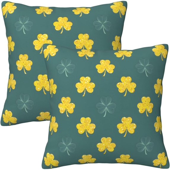 St. Patricks Day Throw Pillow Covers Set of 2 Soft Pillow Case Protectors with Zipper Standard Size Pillow Covers Pillowcase Square for Bed, Sofa (16"x16")