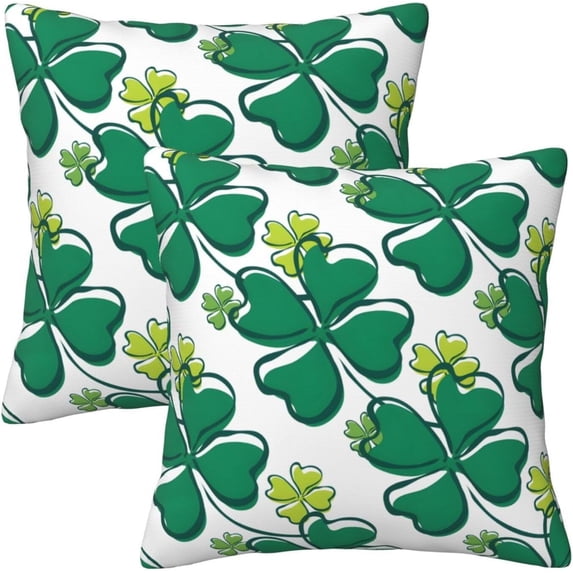 St. Patricks Day Throw Pillow Covers Set of 2 Soft Pillow Case Protectors with Zipper Standard Size Pillow Covers Pillowcase Square for Bed, Sofa, Living Room, Outdoor (16"x16")