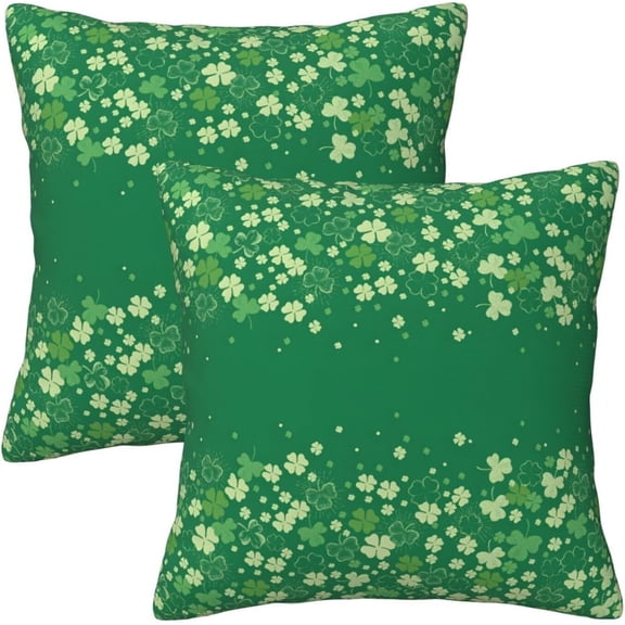 St. Patricks Day Throw Pillow Covers Set of 2 Soft Pillow Case Protectors with Zipper Standard Size Pillowcase Square for Bed, Sofa, Living Room, Outdoor (20"x20")