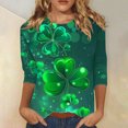 thumbnail image 1 of St Patricks Day Top for Women, 3/4 Sleeve T Shirts, Crew Neck Blouse Tops Ladies' Loose Casual St. Patrick's Day Printed Round Neck Three Quarter Sleeves T-Shirt Top, 1 of 5