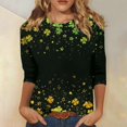 thumbnail image 1 of St Patricks Day Tops T-Shirt Blouse for Womens 3/4 Length Sleeve Round Neck Shamrock Printed Graphic Tees Trendy St Patricks Day Themed T-Shirts, 1 of 6