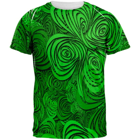 St Patricks Day Trippy Irish Clover Field All Over Mens T Shirt Multi 2XL