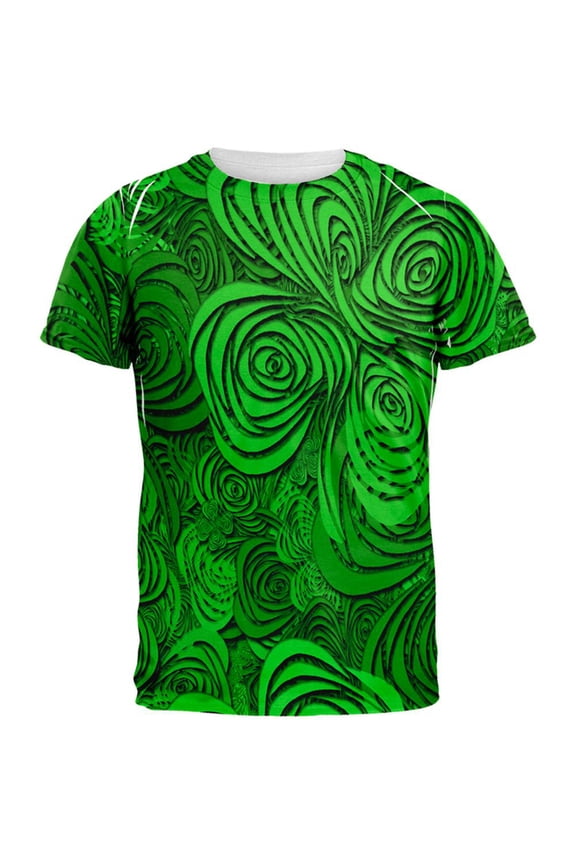St Patricks Day Trippy Irish Clover Field All Over Mens T Shirt Multi MD