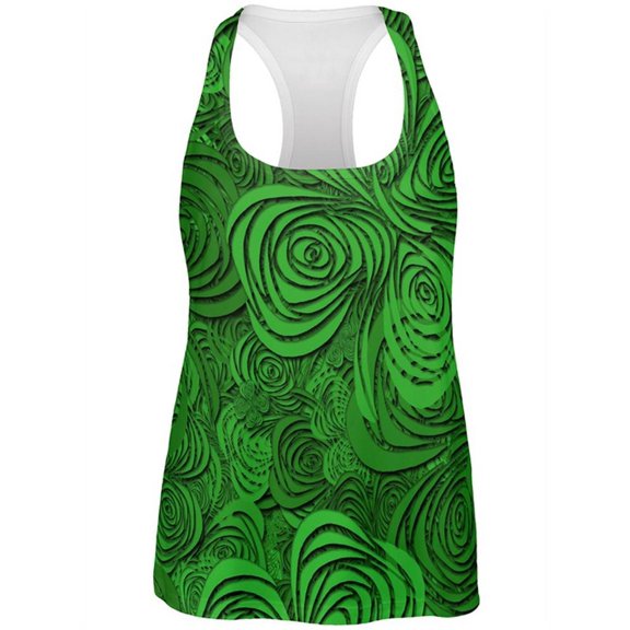 St Patricks Day Trippy Irish Clover Field All Over Womens Work Out Tank Top Multi 2XL